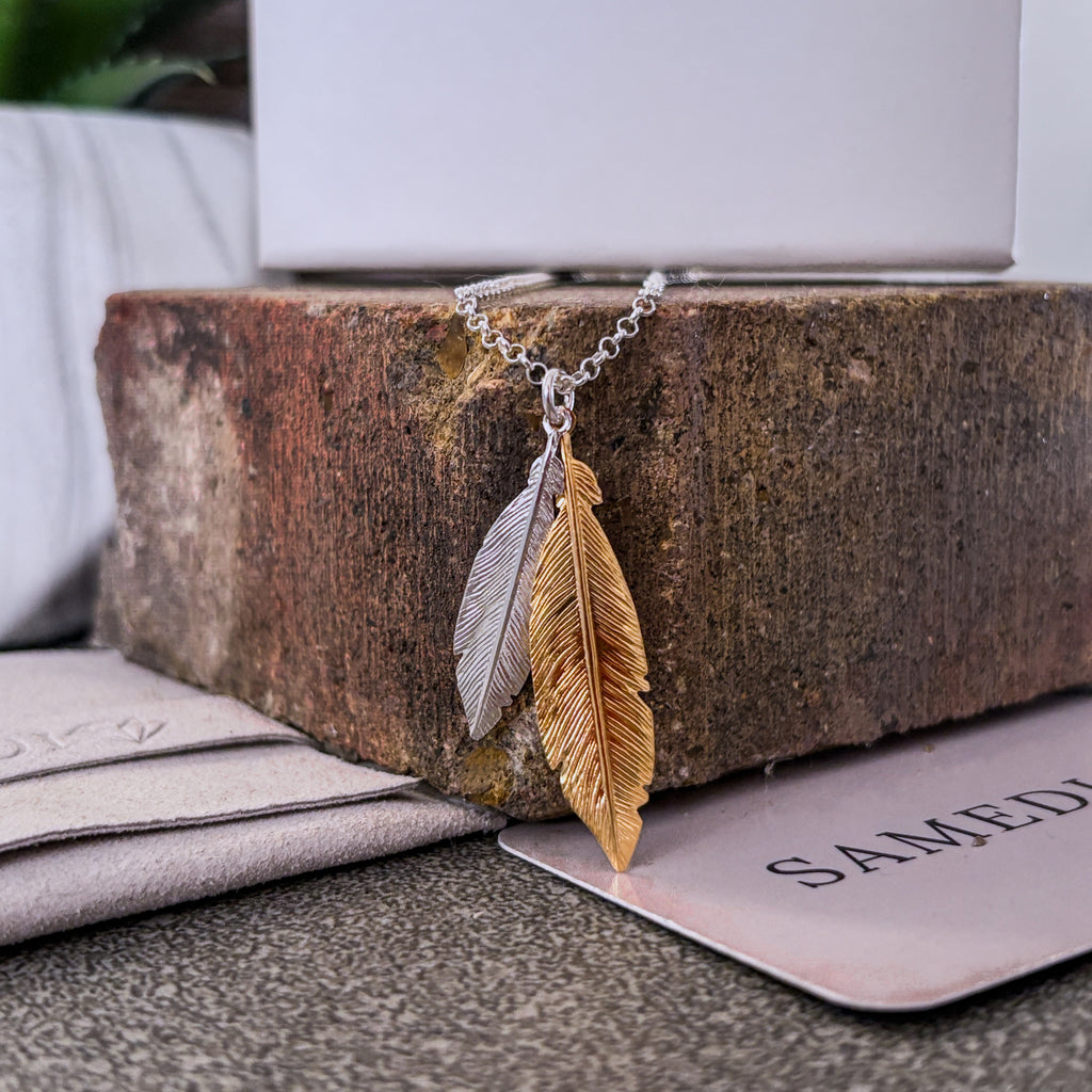 Lyra Feather Duo Necklace