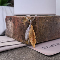 Lyra Feather Duo Necklace