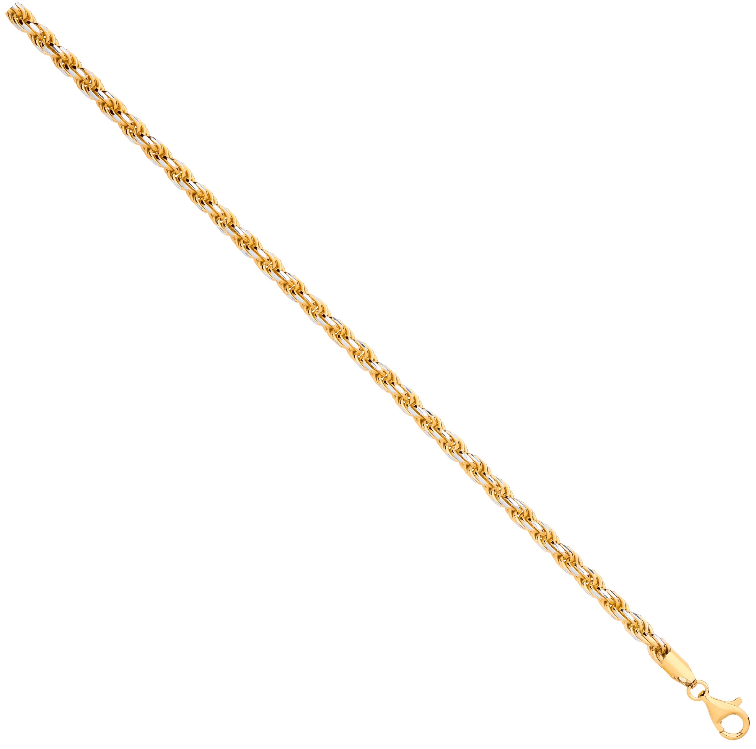 Gold Plated Silver 4.6mm Rope Chain with White Tips