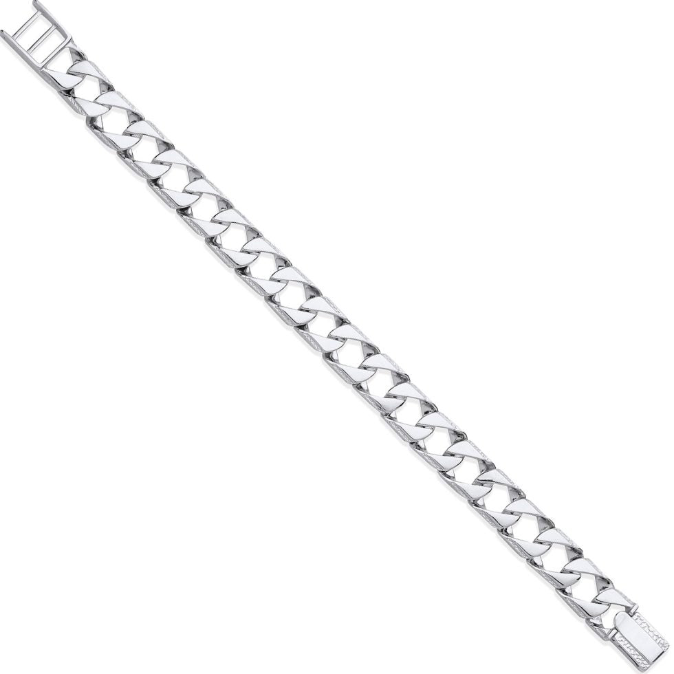 Sterling Silver 12mm Wide Curb Bracelet