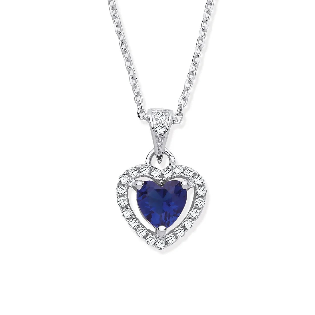 Silver Hearts Desire Pendant Necklace (Blue)