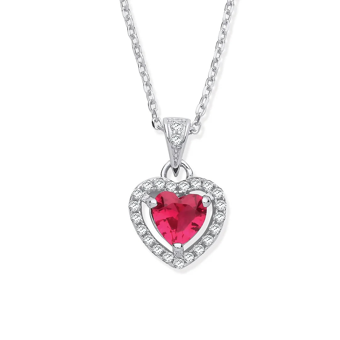 Silver Hearts Desire Pendant Necklace (Red)