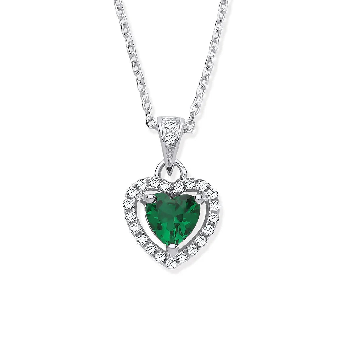 Silver Hearts Desire Pendant Necklace (Green)