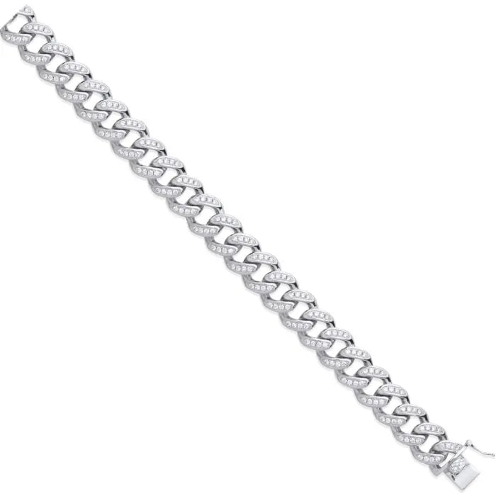 Sterling Silver 12mm CZ Curb Chain