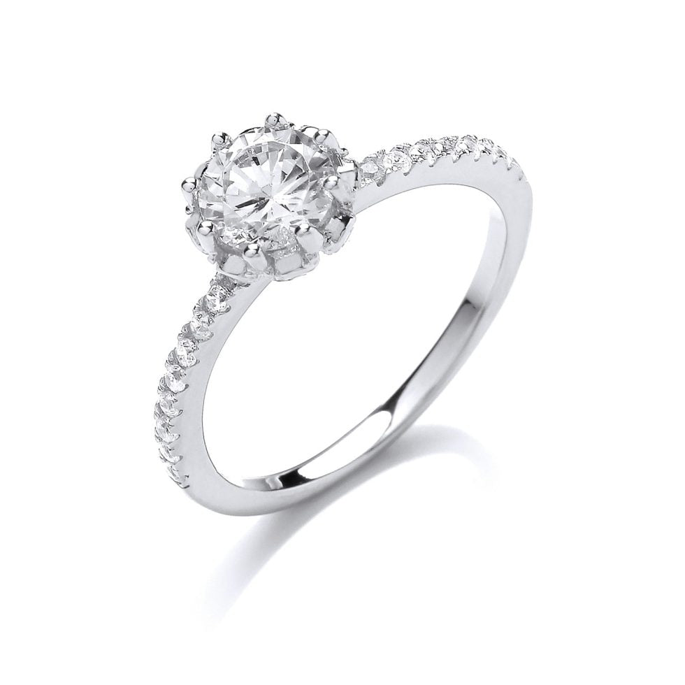 Elegant Solitaire Silver Ring