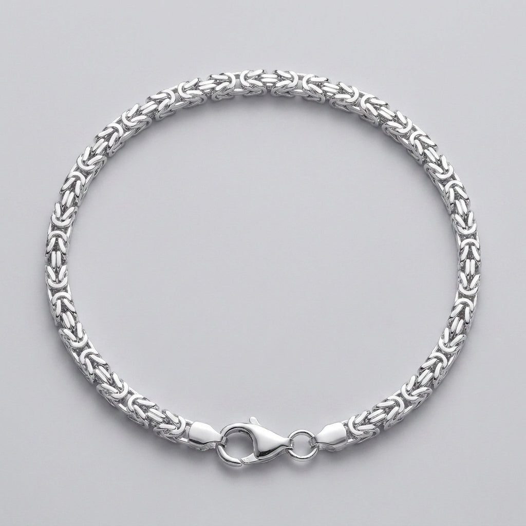 Anvil Weave bracelet in solid 925 sterling silver, laid flat