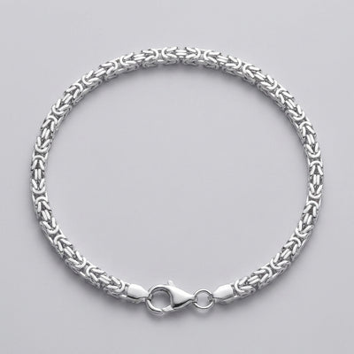 Anvil Weave bracelet in solid 925 sterling silver, laid flat