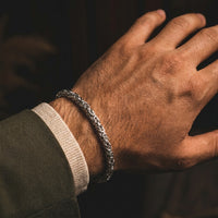 Anvil Weave bracelet worn on the wrist