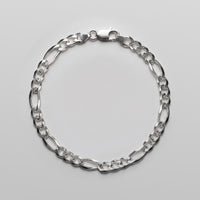 Atlas Figaro 5mm bracelet in solid 925 sterling silver, laid flat