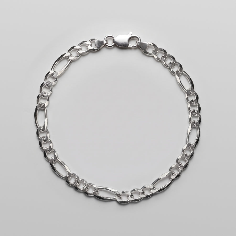 Atlas Figaro 5mm bracelet in solid 925 sterling silver, laid flat