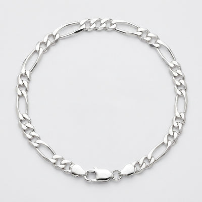 Atlas Figaro bracelet in solid 925 sterling silver, laid flat