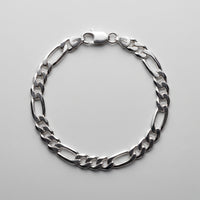 Atlas Figaro Bracelet in solid 925 sterling silver, laid flat