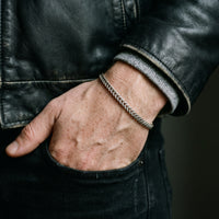 Keystone Franco Bracelet 4mm worn with a hand in the pocket