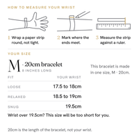 How to measure your wrist, and the fit of the M 20cm bracelet