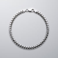 Onyx Cuban 5mm bracelet in solid 925 sterling silver, laid flat