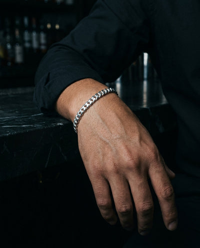 Onyx Cuban bracelet worn on the wrist