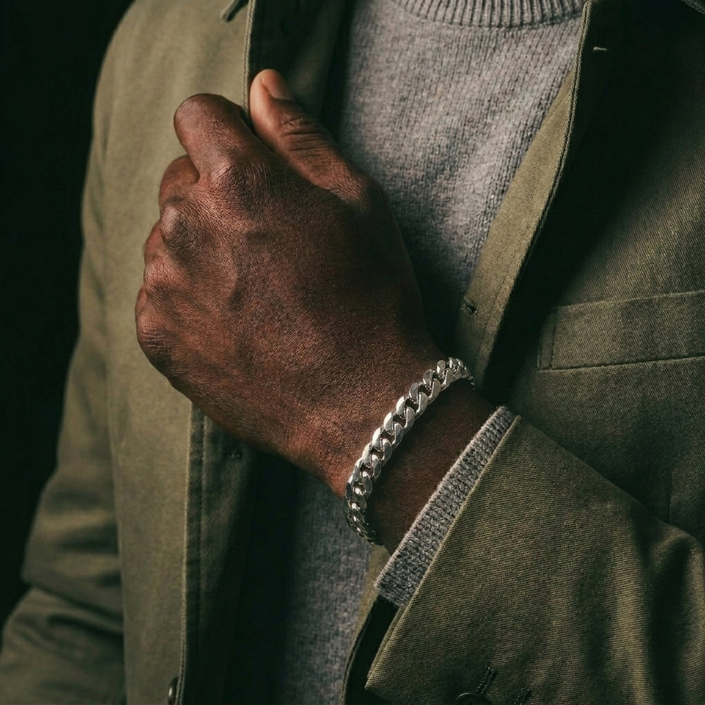 Onyx Cuban bracelet worn on the wrist