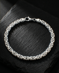 King's Byzantine bracelet, solid 925 sterling silver, full bracelet on slate