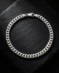 Onyx Cuban bracelet, solid 925 sterling silver, full bracelet on slate