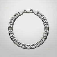 Voyager Anchor Bracelet in solid 925 sterling silver, laid flat