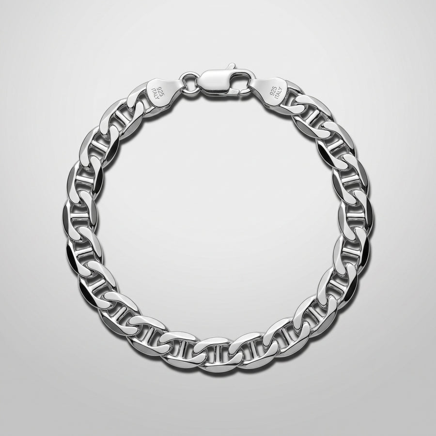 Voyager Anchor Bracelet in solid 925 sterling silver, laid flat