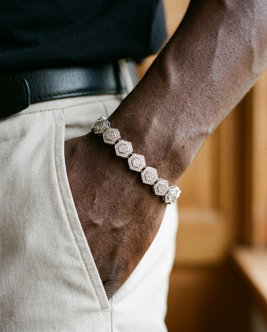 Iced bracelet worn on the wrist